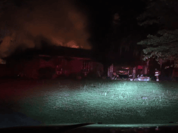 House fire picture, late night front of home