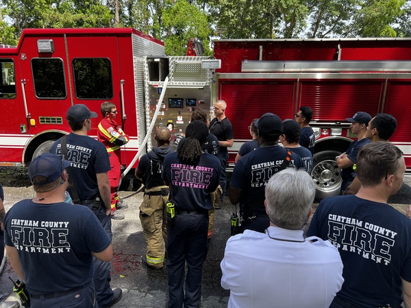 Chatham County Fire Department firefighters attend SAM digital water control demonstration