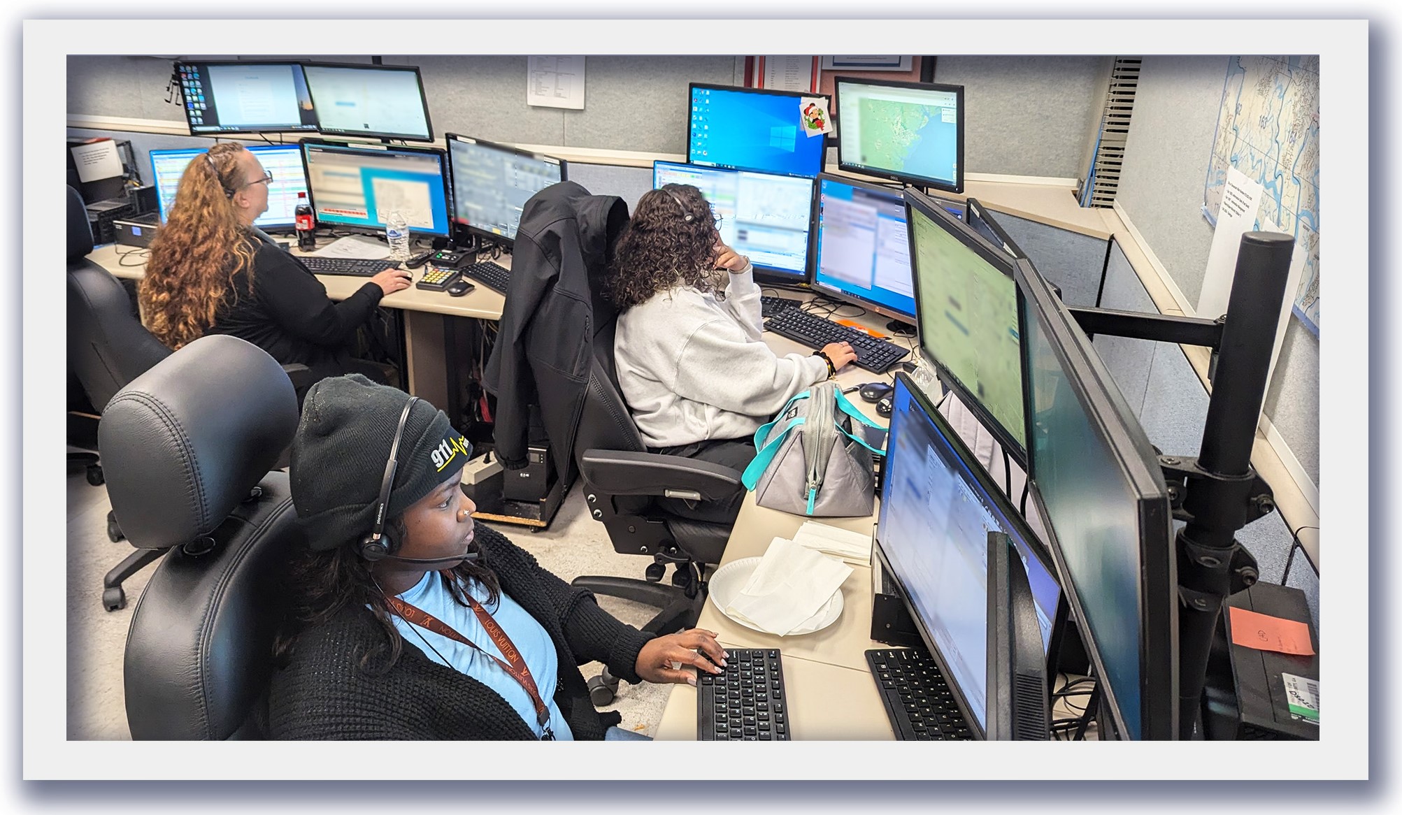 Emergency services call-takers and dispatchers on the job