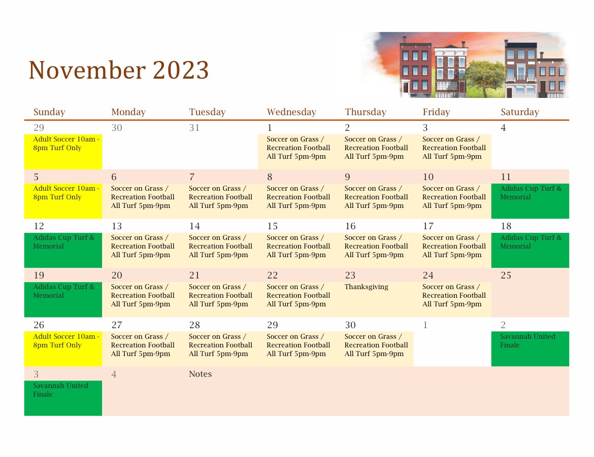 Jennifer Ross Sports Complex Calendar (November)